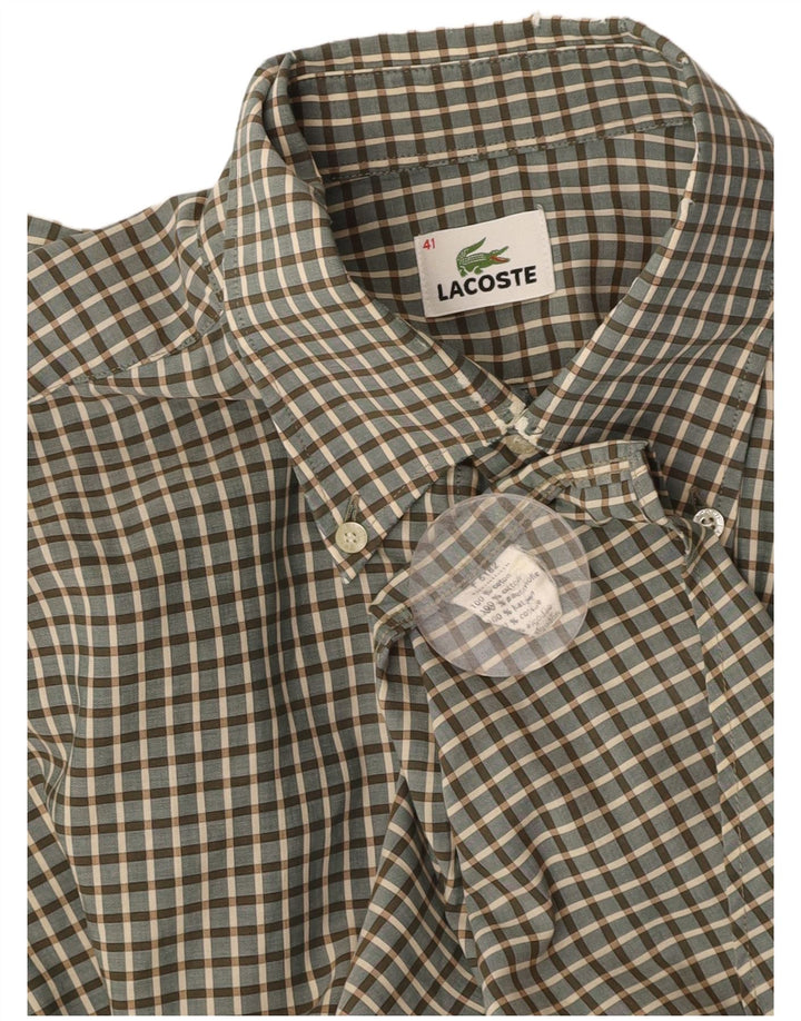 LACOSTE Chemise Homme Taille 41 Grand Coton à Carreaux Vert