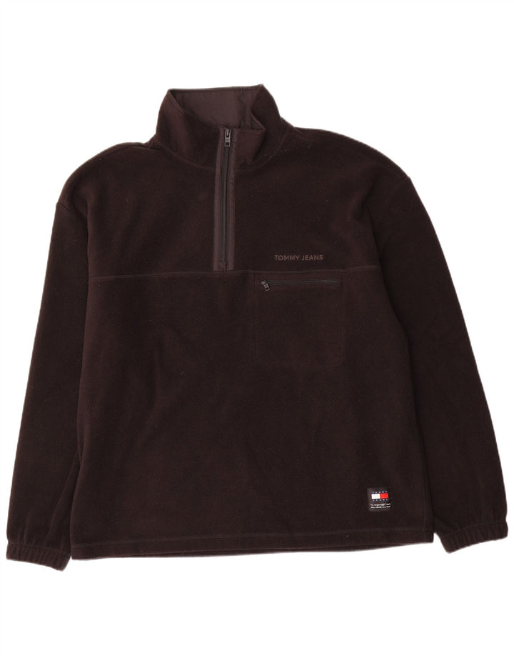 TOMMY HILFIGER Pull Polaire Col Zippé Homme XL Noir Polyester