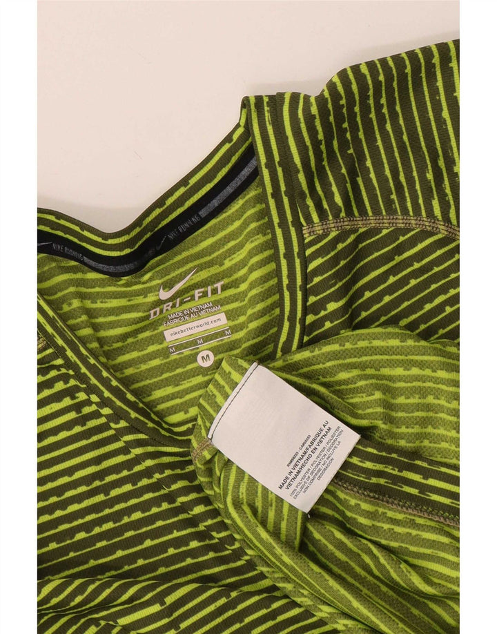 Nike T-shirt Dri Fit pour femme UK 14 Polyester rayé vert moyen