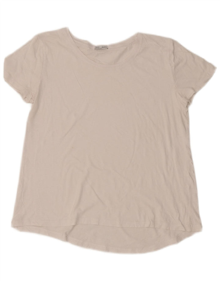 Zara Femme T-Shirt Top UK 14 Moyen Blanc