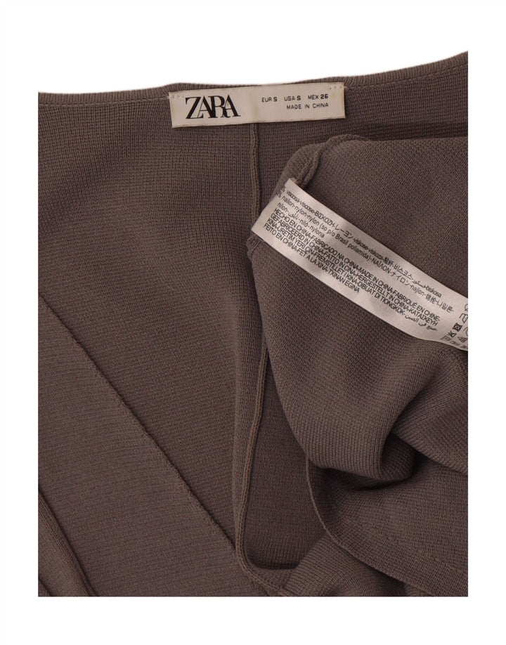 Zara Womens OPEN Gilet UK 10 Petit Gris Viscose