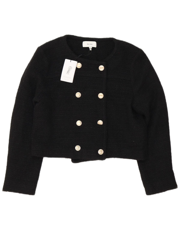 Reiss Veste boléro à double boutonnage pour femme UK 12 Acrylique noir moyen