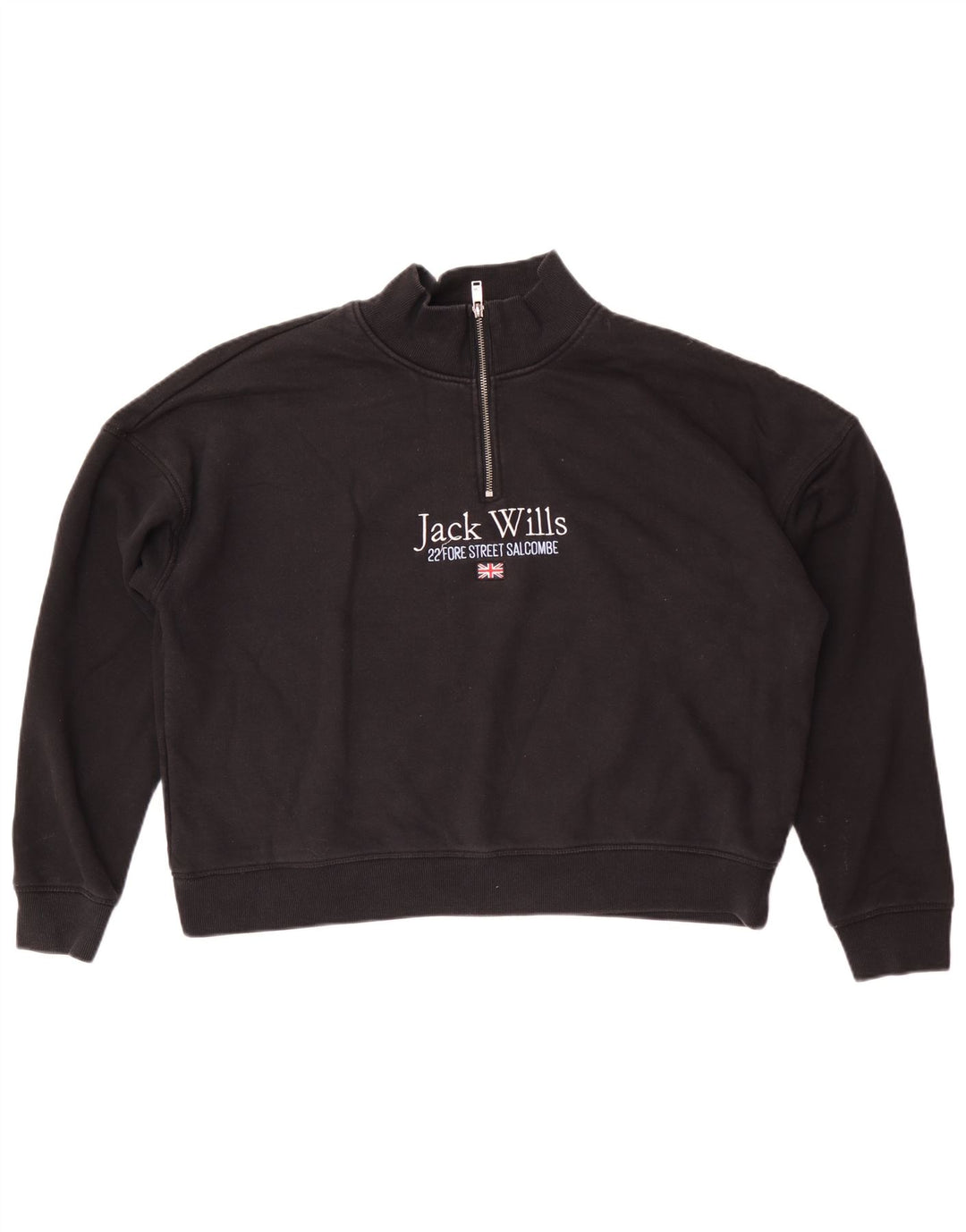Jack Wills Sweat-shirt graphique surdimensionné pour femme UK 16 Large Noir