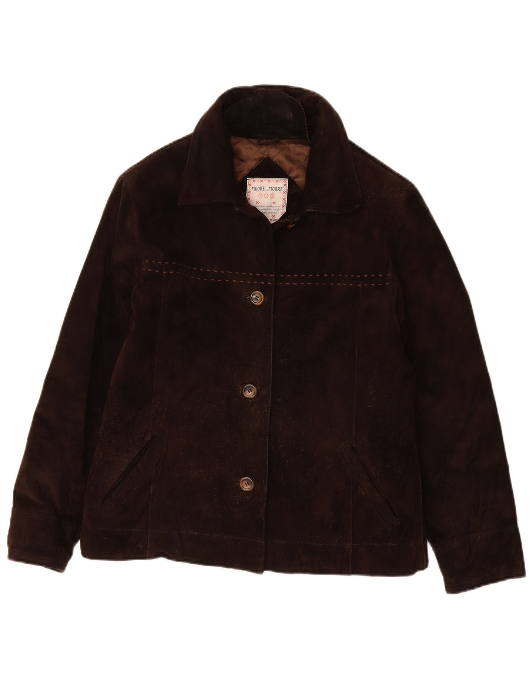 VINTAGE Veste en daim femme IT 42 Cuir marron moyen