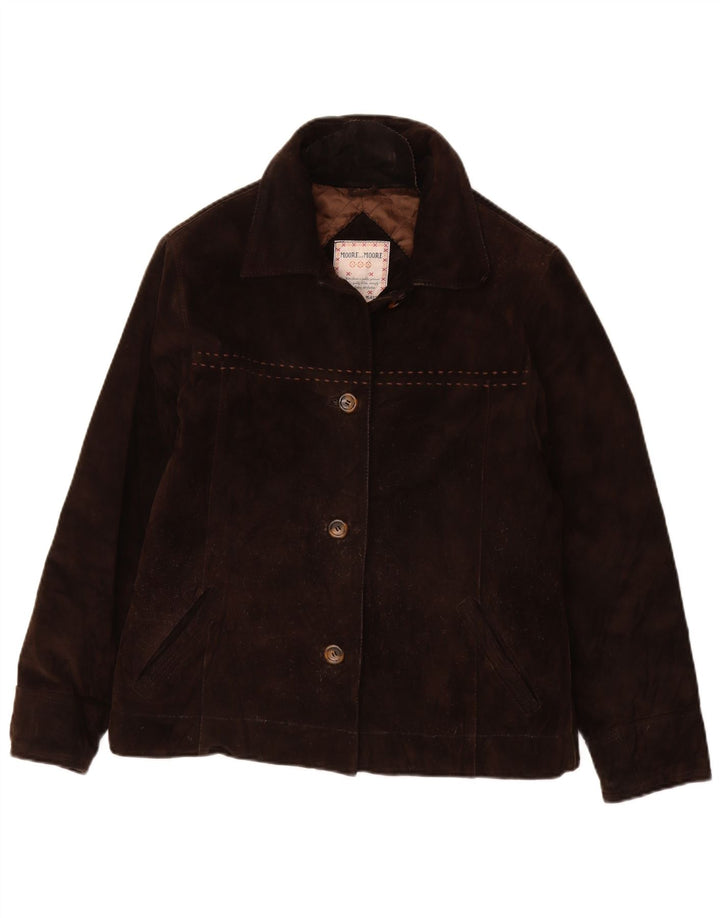 VINTAGE Veste en daim femme IT 42 Cuir marron moyen