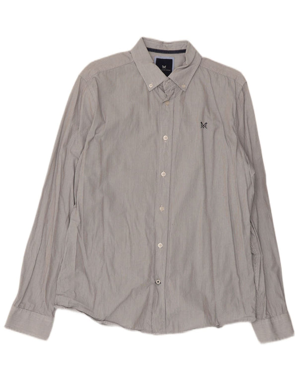 Crew Clothing Chemise cintrée pour homme en coton à fines rayures gris moyen