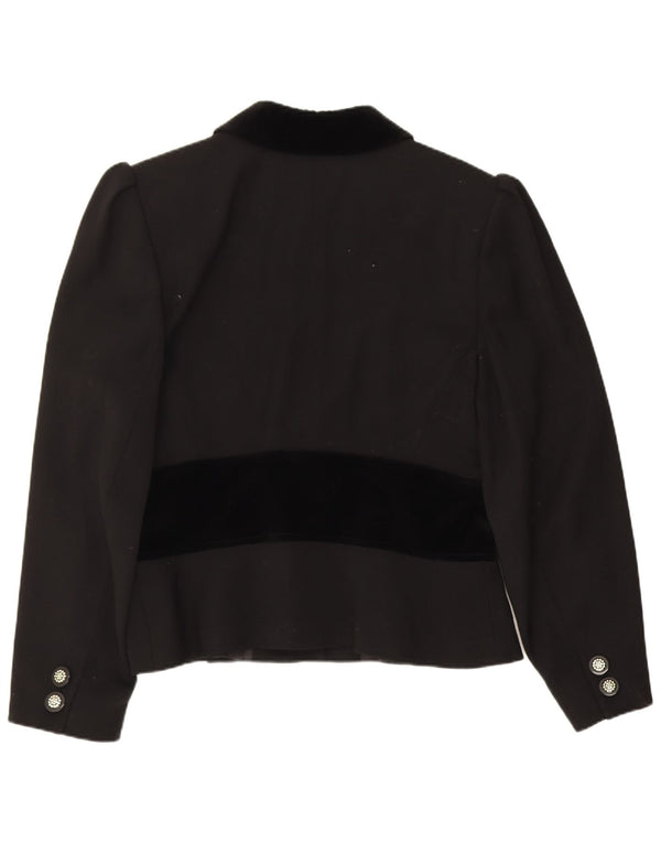 Valentino Veste Blazer 5 Boutons Femme UK 14 Large Laine Colorblock Noir