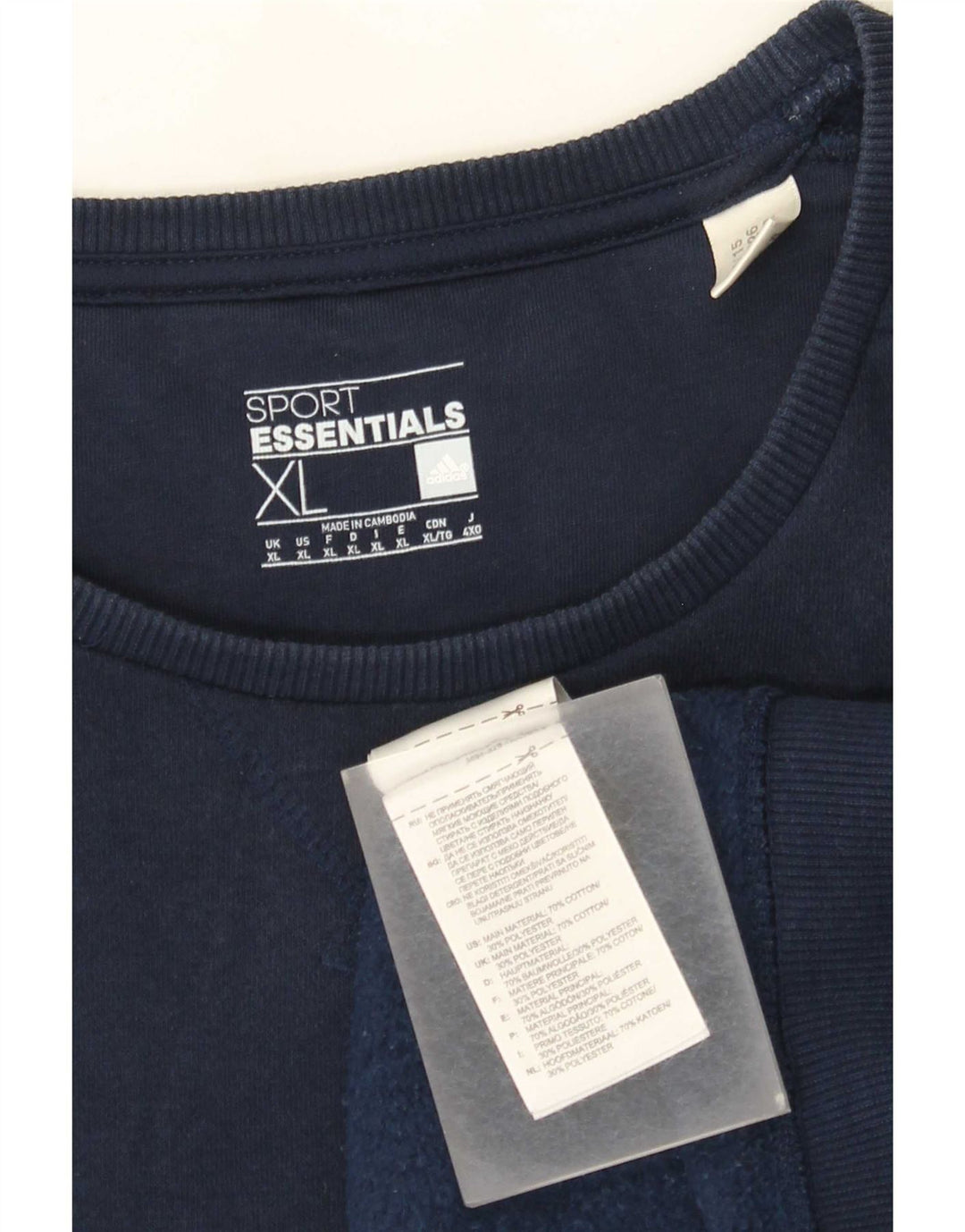 Adidas Homme Sweatshirt Jumper XL Bleu Marine Coton