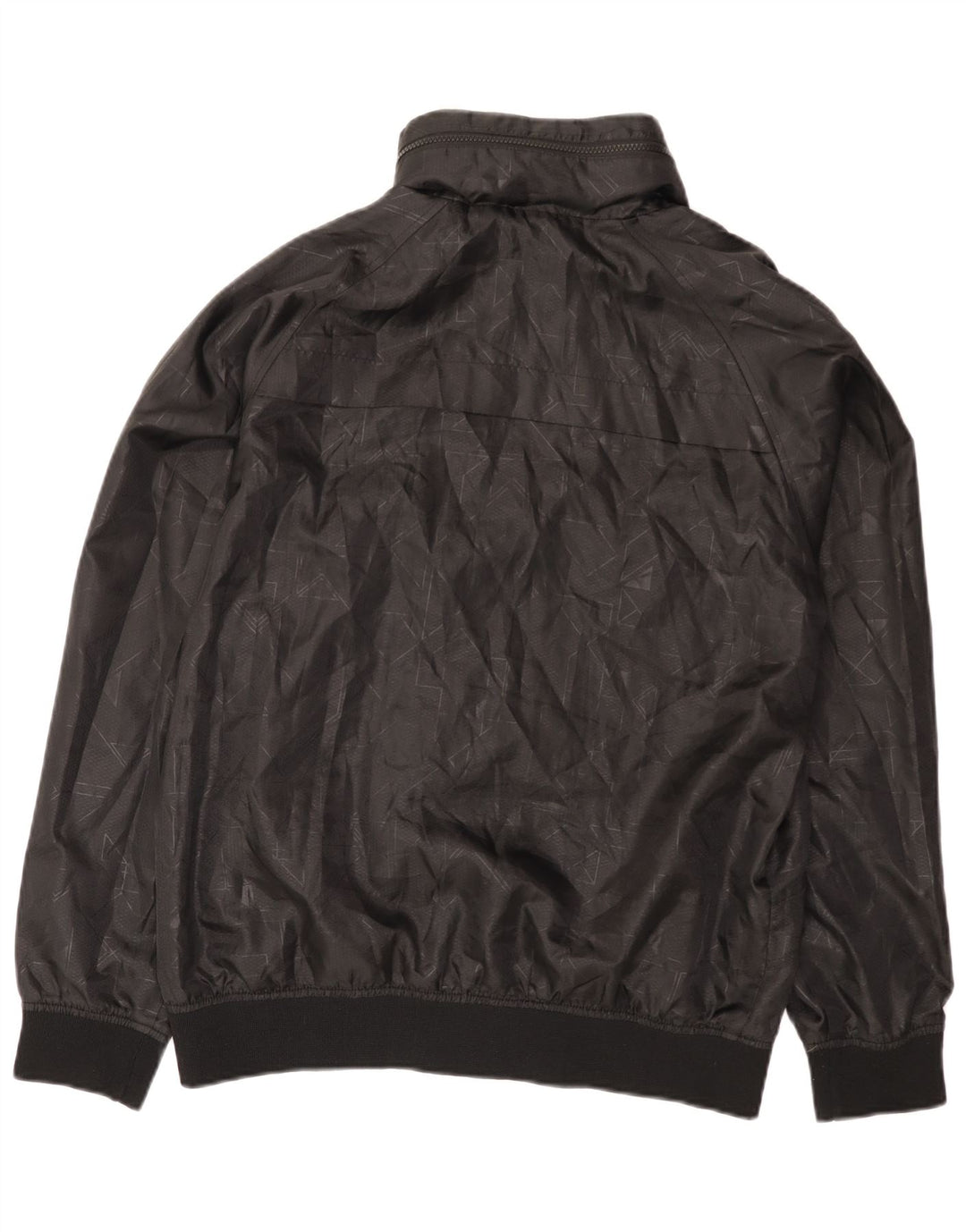 vintage Mens Graphic Hooded Bomber Jacket UK 42 XL Noir Géométrique