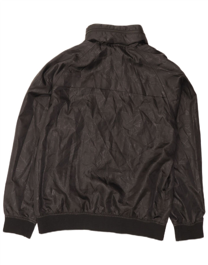 vintage Mens Graphic Hooded Bomber Jacket UK 42 XL Noir Géométrique