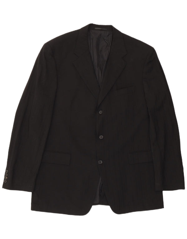 Hugo Boss Veste blazer à 3 boutons pour homme EU 56 3XL Laine rayée noire