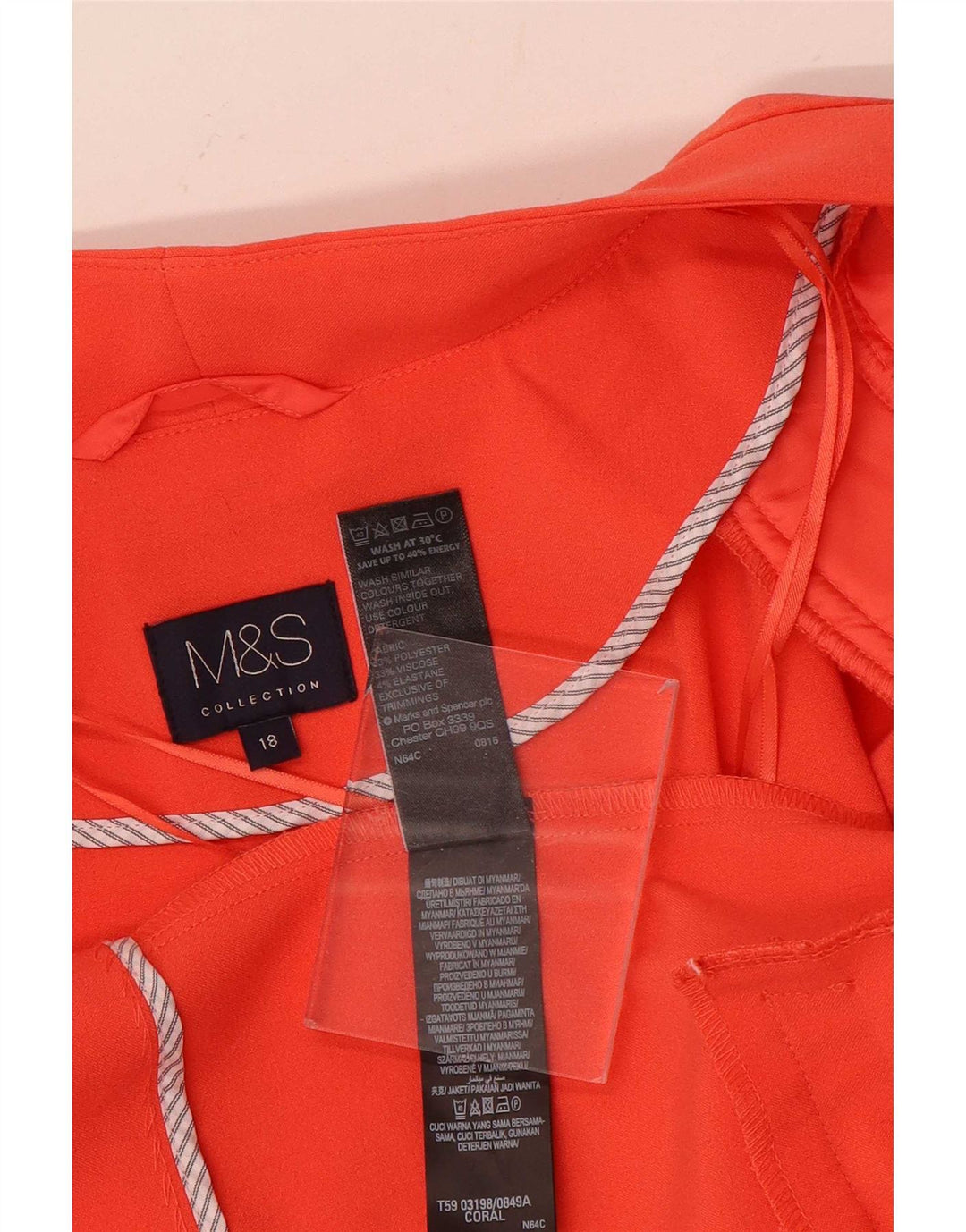Marks & Spencer Veste blazer ouverte pour femme UK 18 XL Orange Polyester