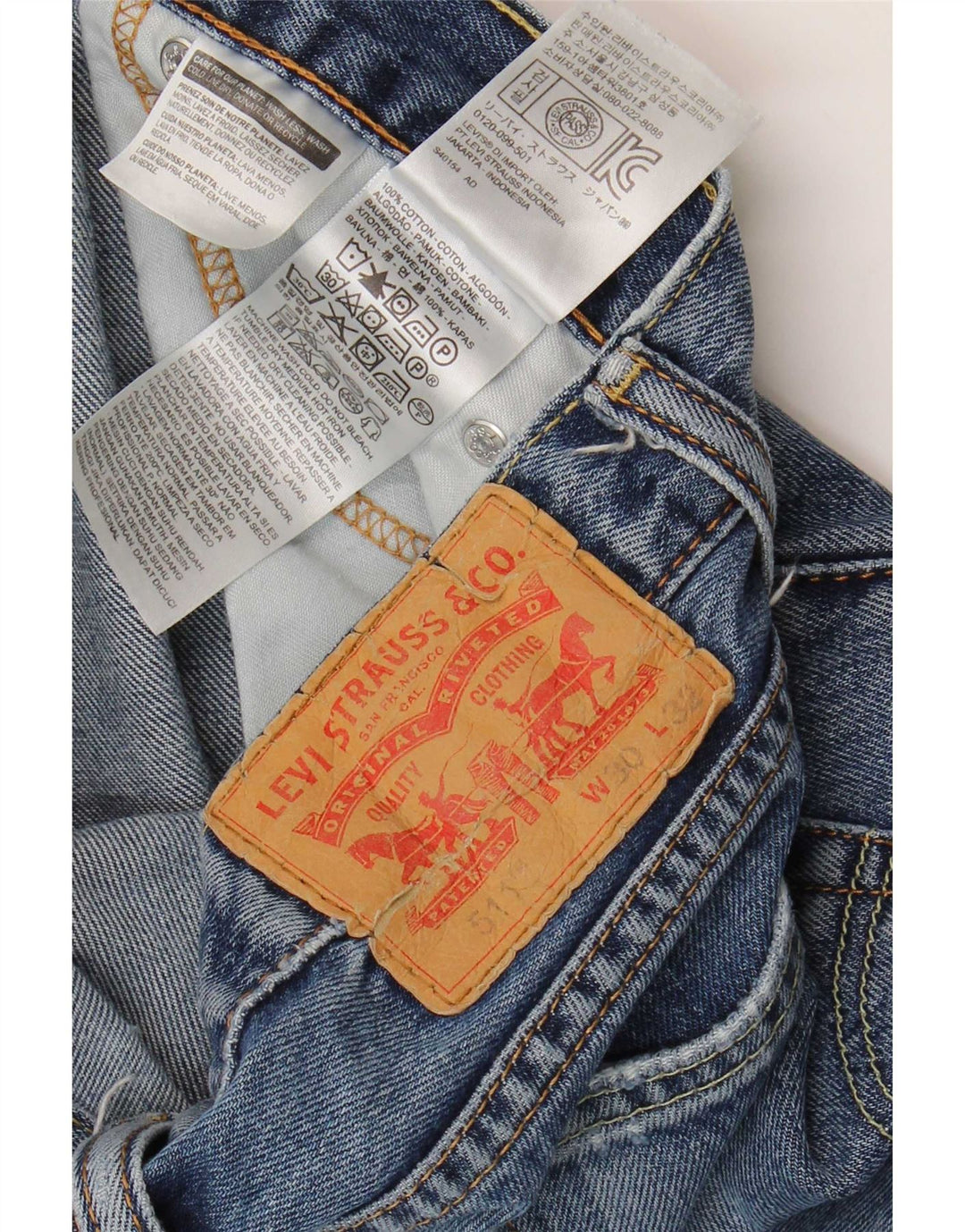 Levi's Jean Slim 511 Distressed Femme W30 L28 Bleu Coton