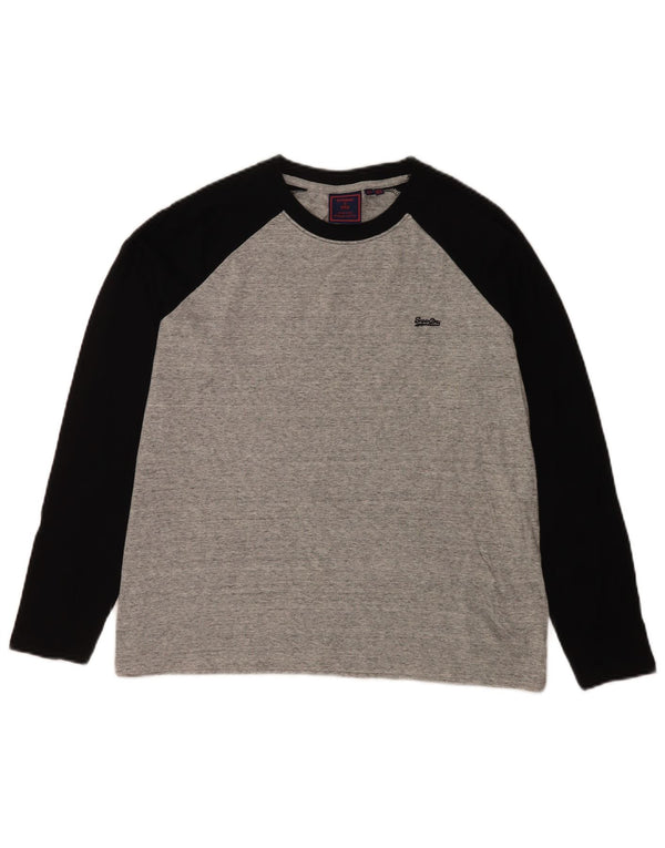 Superdry Top à manches longues pour femme UK 12 Gris moyen Colourblock Cotton