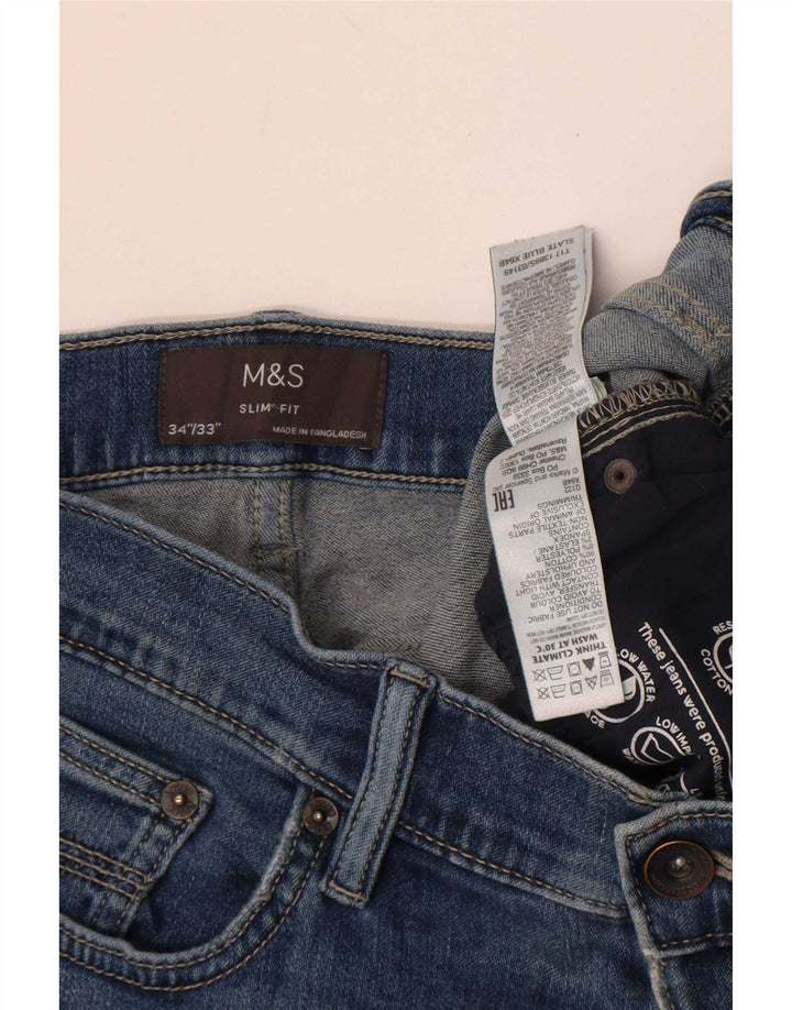 Marks & Spencer Jean Slim Homme W34 L33 Bleu Coton