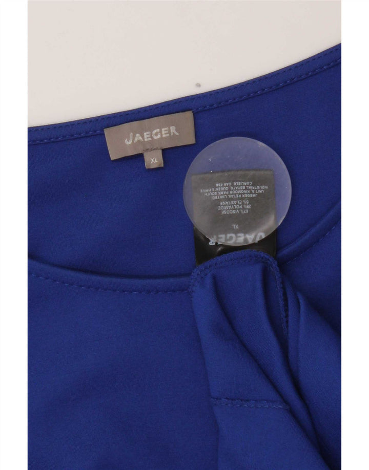 Jaeger Haut Femme Manches 3/4 UK 18 XL Bleu Viscose