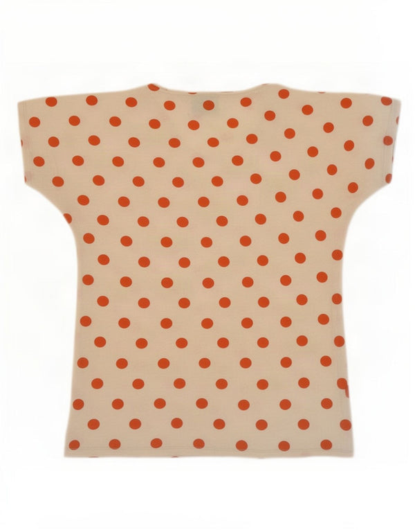 Zara Femme T-Shirt Top UK 12 Medium Off White Polka Dot