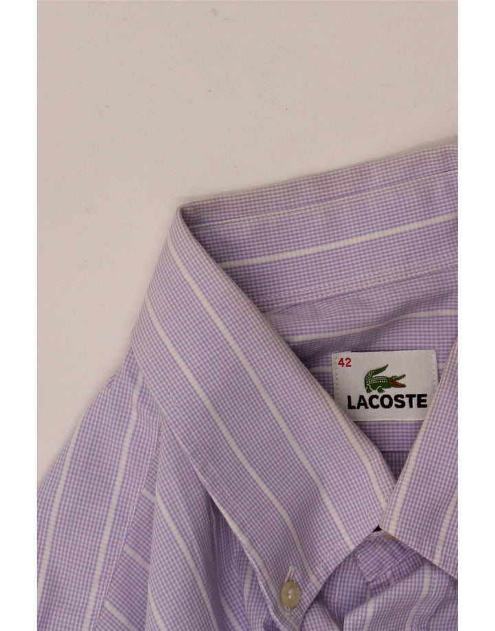 Lacoste Chemise Homme Taille 42 Grand Coton Rayé Violet