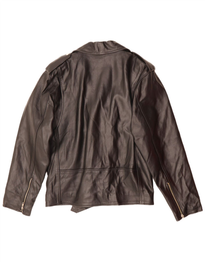 MANHATTAN Veste de motard en cuir pour homme UK 38 Cuir noir moyen