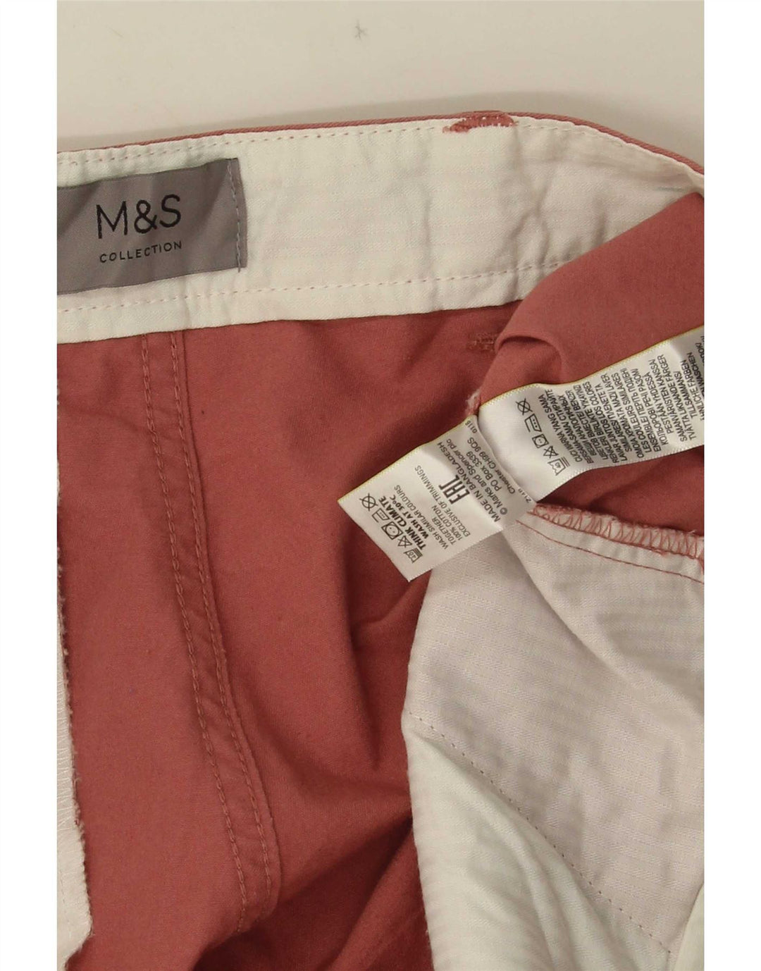 Marks & Spencer Short Chino Homme W38 XL Rose Coton