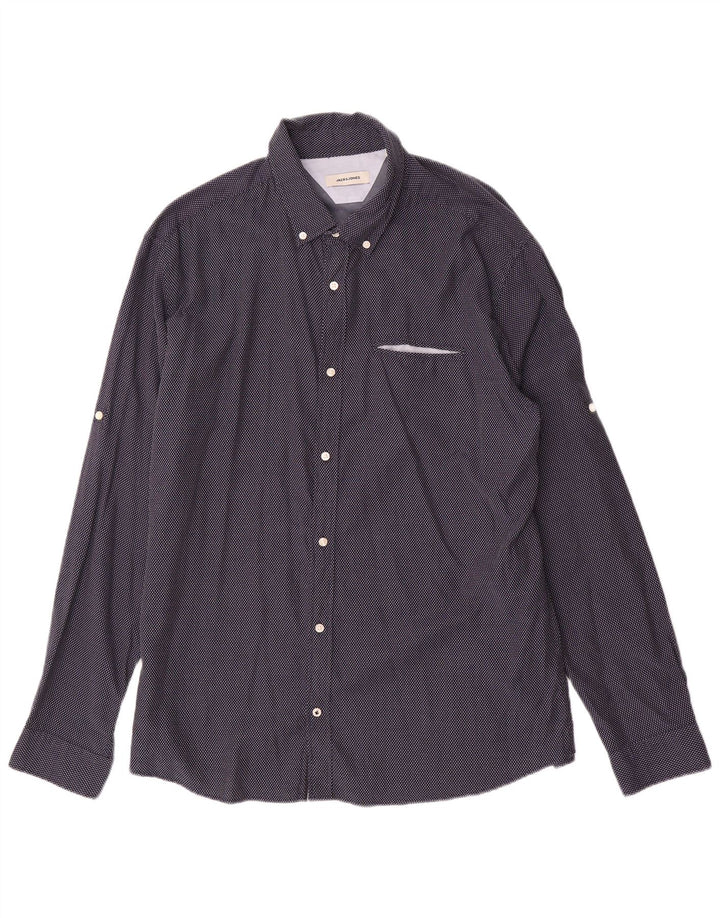 Jack & Jones Chemise Homme 2XL Bleu Marine Géométrique Coton
