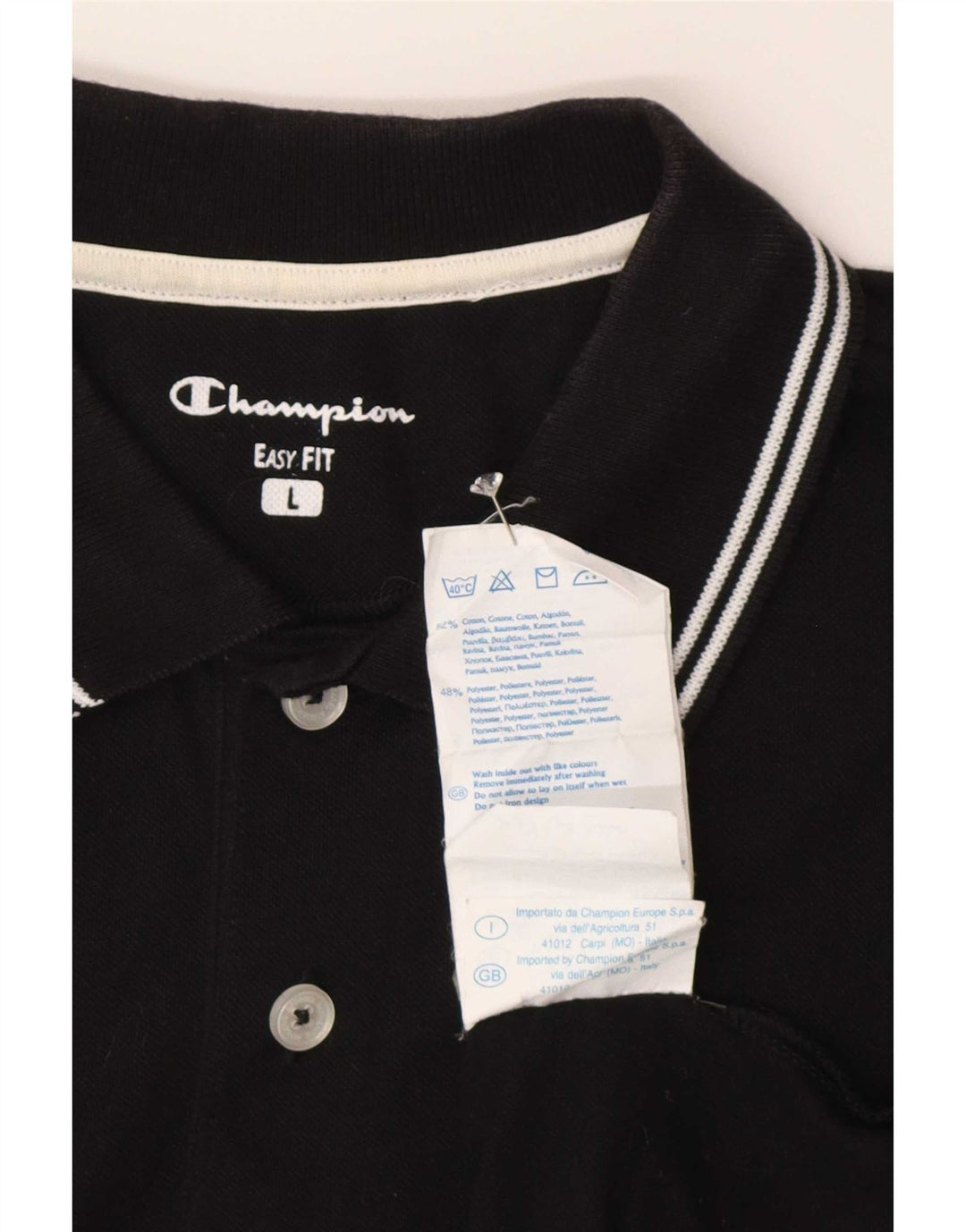Champion Polo Easy Fit pour homme en coton noir Taille L