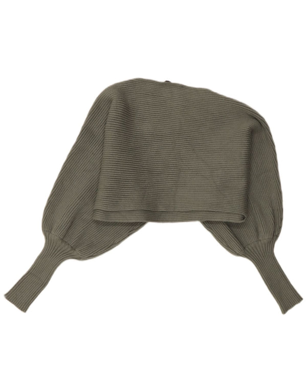 Zara Womens Batwing Crop Boat Neck Jumper Pull UK 10 Petit Vert Viscose