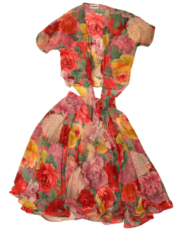 vintage Femme 2 Pièces Jupe Ensemble IT 42 Moyen W26 Multicolore Floral