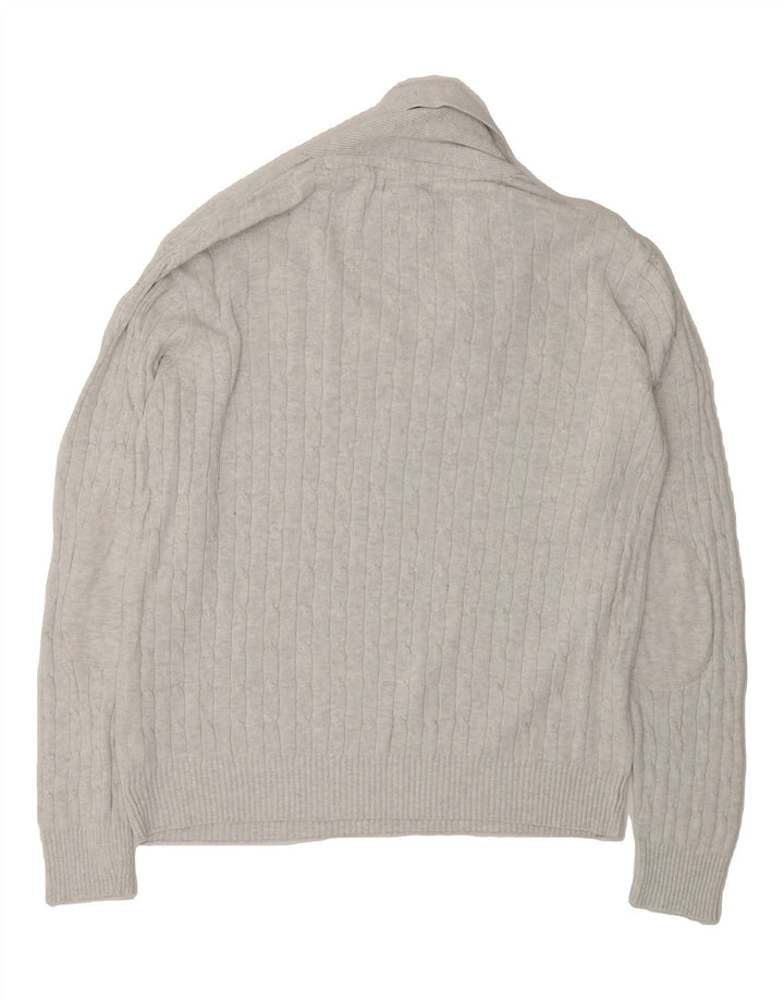 MARKS & SPENCER Mens Shawl Neck Jumper Sweater Medium Grey Cotton Vintage Marks & Spencer and Second-Hand Marks & Spencer from Messina Hembry 