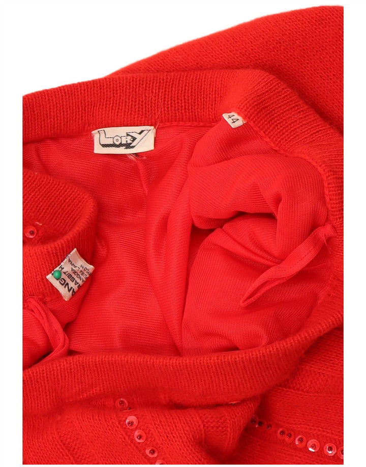 vintage Femme Tricot Jupe Évasée IT 44 Moyen W30 Rouge Angora