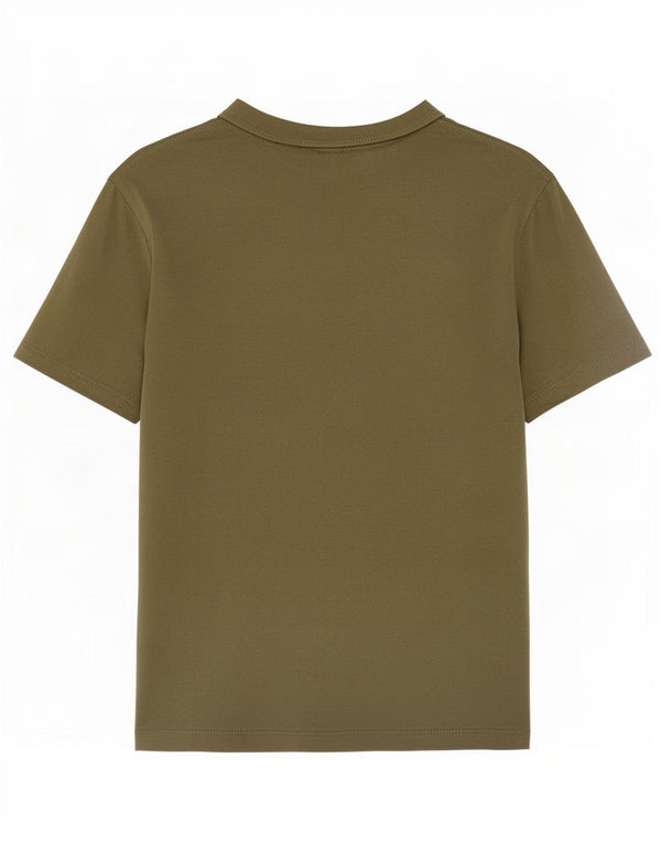 Zara T-Shirt Femme Top UK 10 Petit Kaki Coton