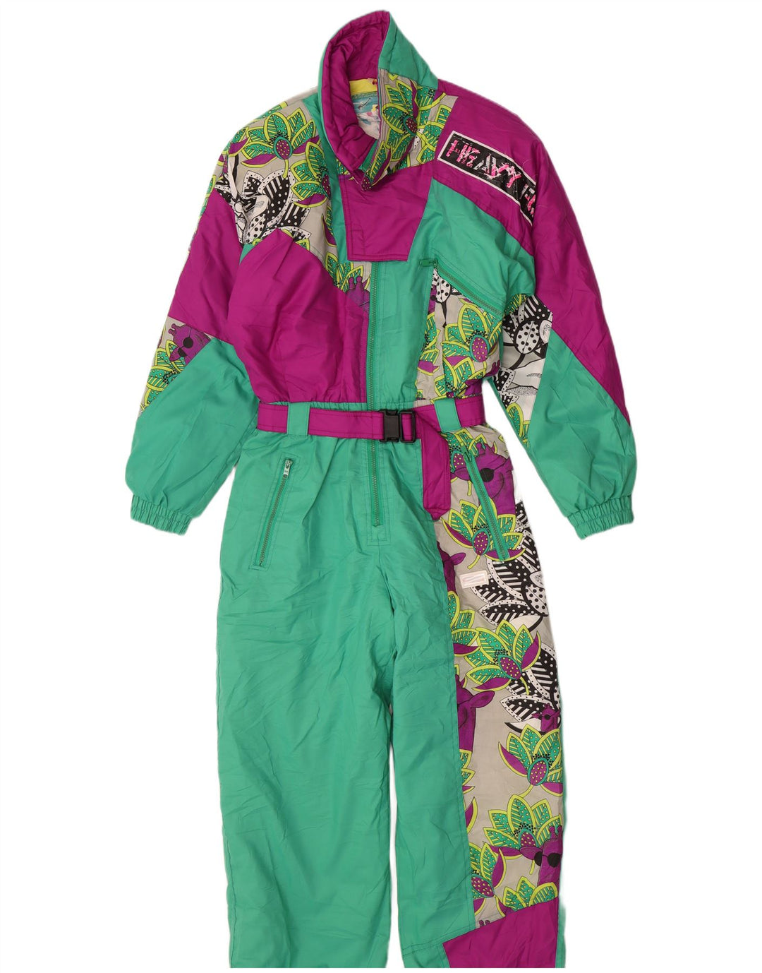 combinaison de ski femme vintage EU 38 Medium W28 L30 Colourblock multicolore