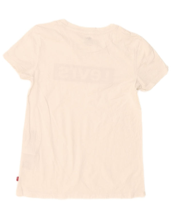Levi's T-Shirt Graphique Femme UK 2 2XS Blanc Coton