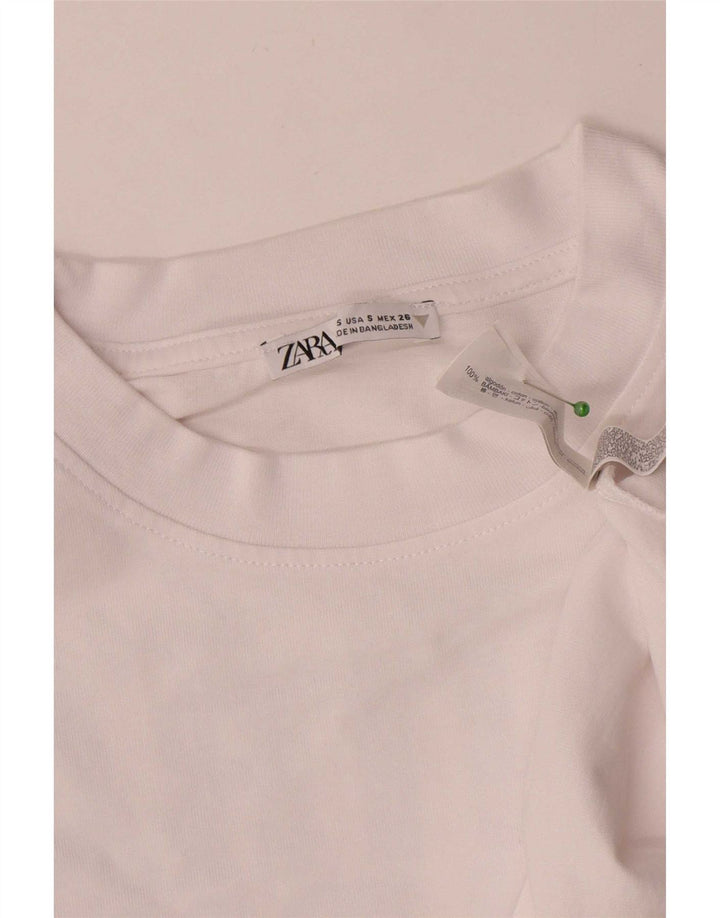 Zara Haut graphique surdimensionné à manches longues pour femme UK 10 Petit motif floral blanc