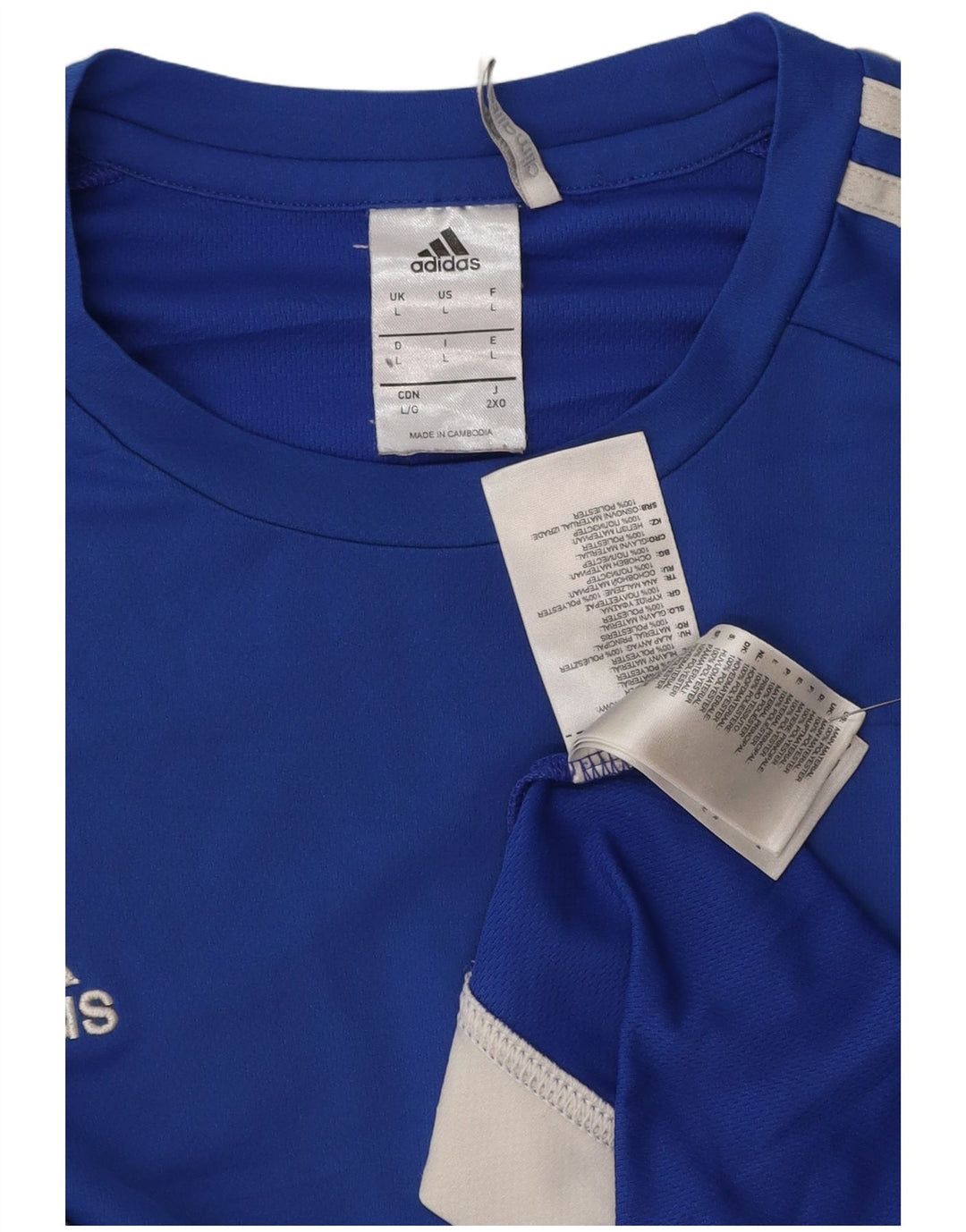 ADIDAS T-shirt Climalite pour hommes, grand bleu, polyester color block