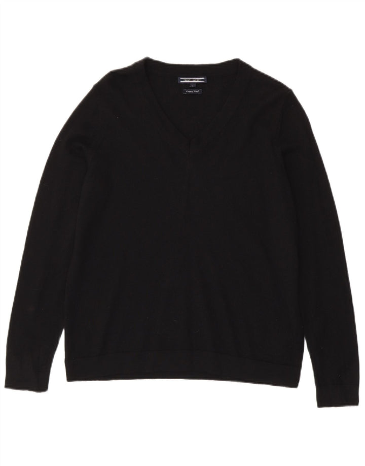Tommy Hilfiger Pull col V pour femme UK 10 Petite laine noire