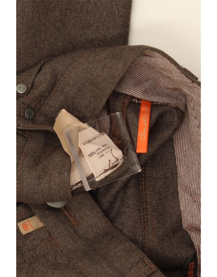 CORNELIANI Pantalon décontracté droit pour homme W36 L28 Laine marron