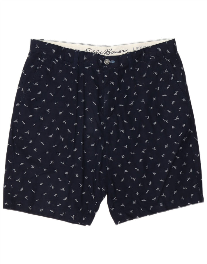 EDDIE BAUER Short Chino à Motif Abstrait pour Homme W35 Grand Coton Bleu Marine