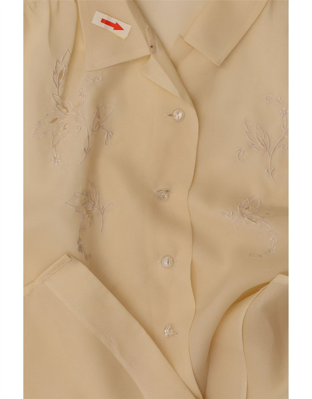 VINTAGE Femme Chemise à manches courtes Blouse UK 14 Moyen Jaune Floral