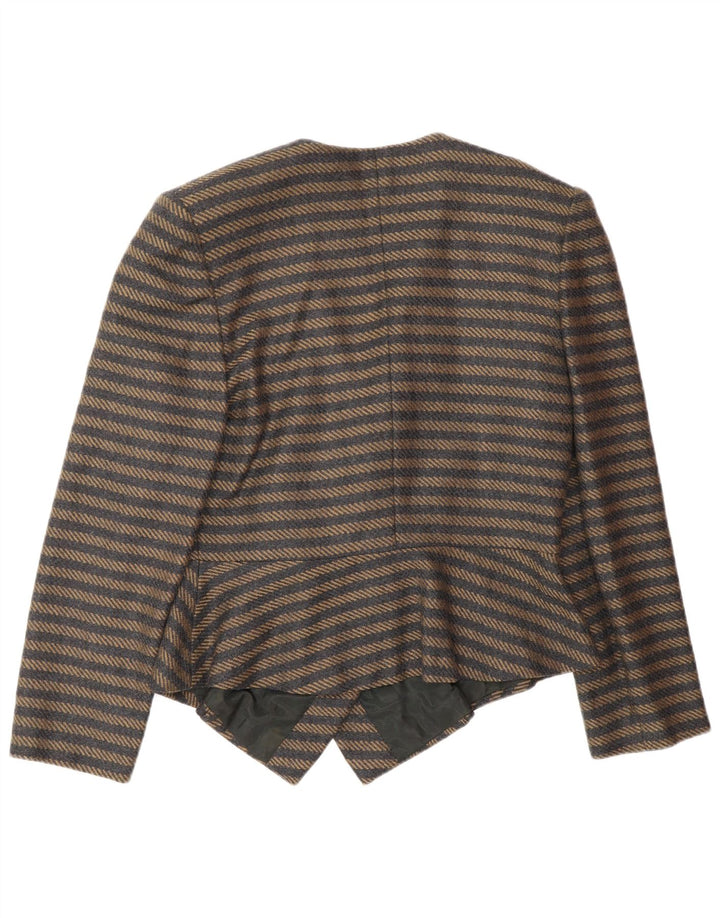 Veste Blazer Double Boutonnage Femme Vintage IT 44 Rayé Brun Moyen