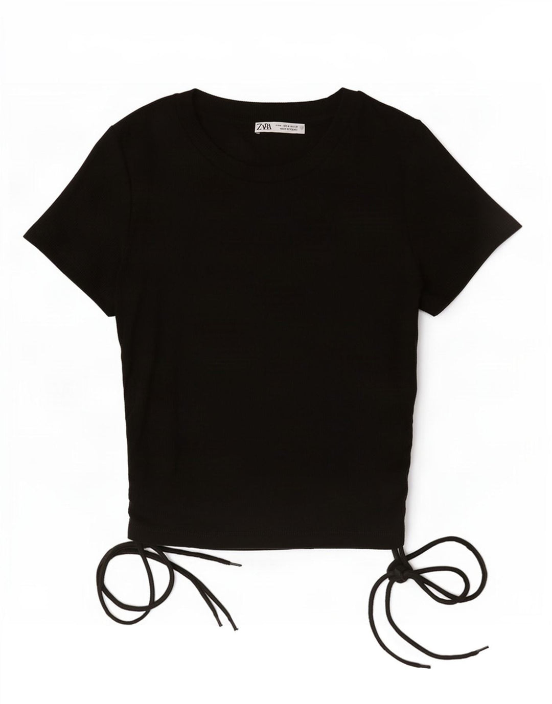Zara Femme Crop Top UK 12 Moyen Noir Polyester