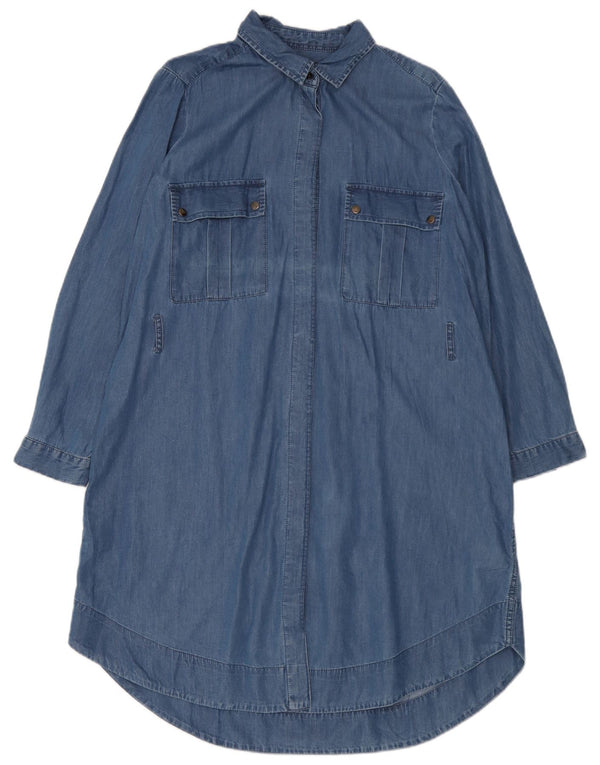 Marks & Spencer Robe chemise en jean pour femme UK 16 Grand coton bleu
