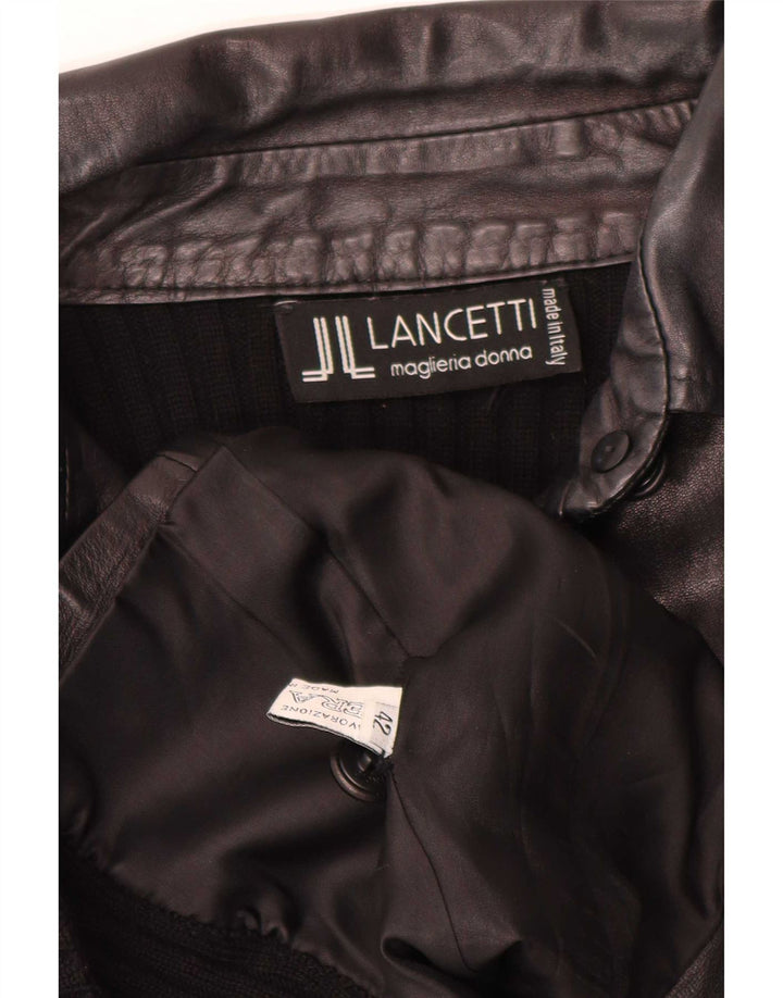 Lancetti Veste en Cuir Femme IT 42 Cuir Noir Moyen