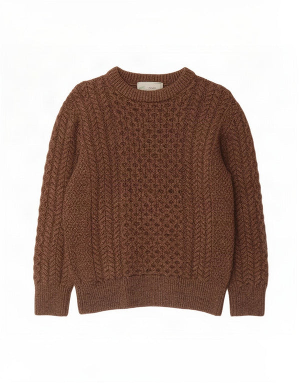 Original Aran CO. Pull col bateau pour femme UK 10 Petit Marron
