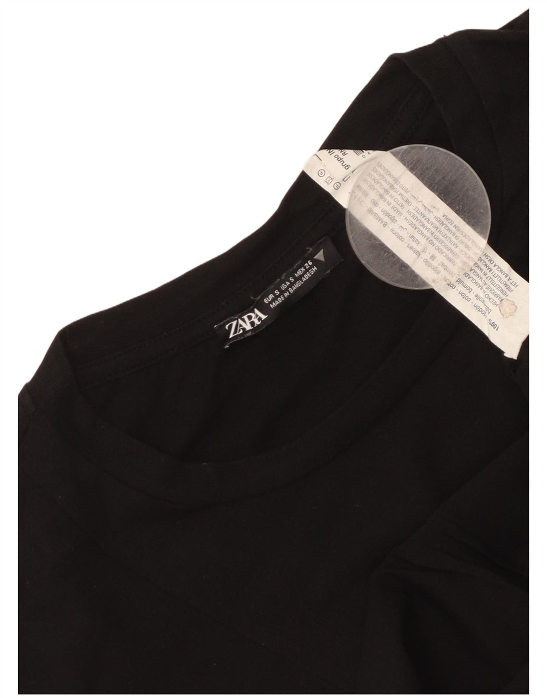 Zara Chemisier Femme Top UK 10 Petit Coton Noir