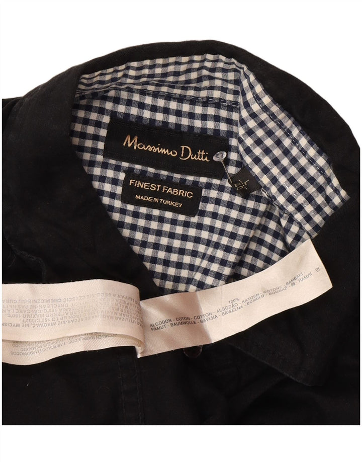 MASSIMO DUTTI Chemise Homme EU 40 Coton Colorblock Noir Moyen