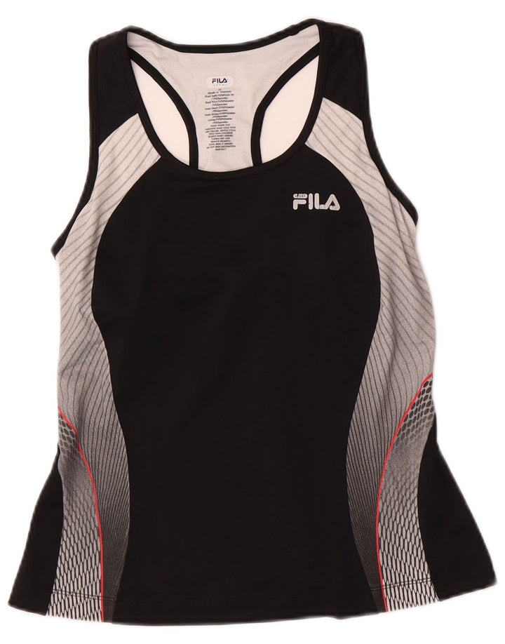 FILA Débardeur Femme UK 12 Medium Noir Colourblock Polyester