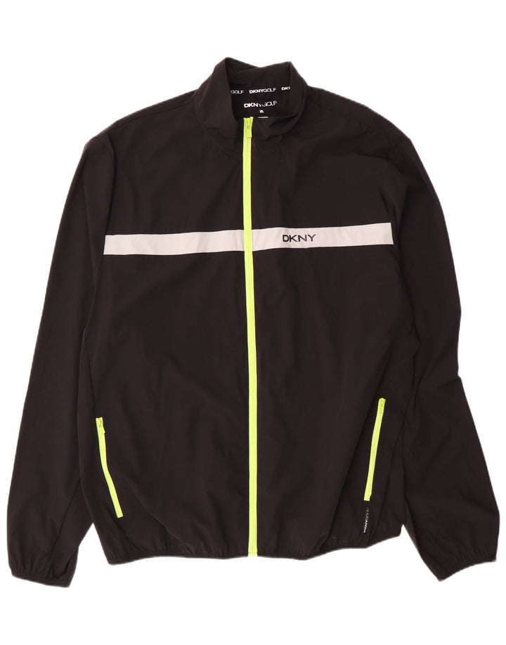 Dkny Veste de survêtement graphique de golf pour homme XL Noir Colorblock Polyamide