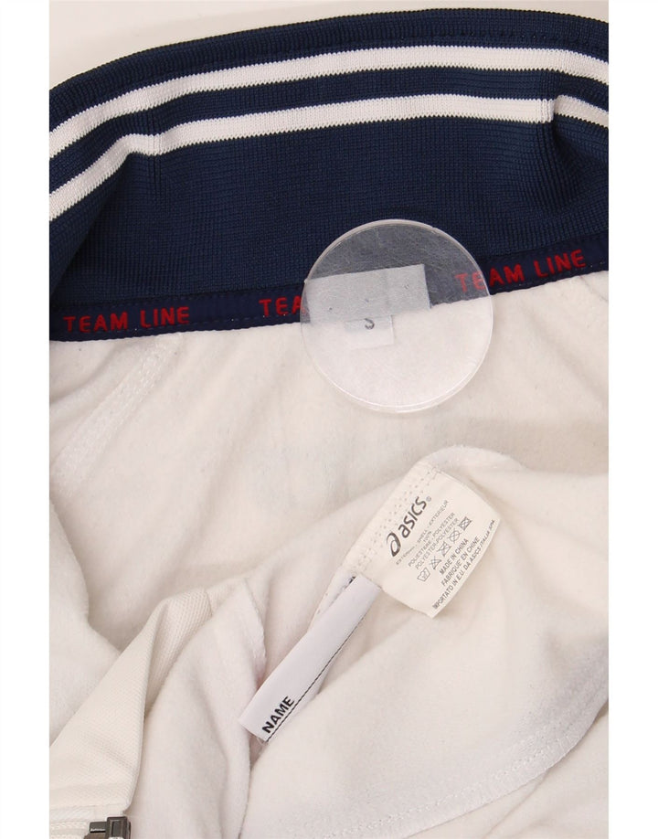 Asics Veste de survêtement pour femme UK 10 Small Blanc Colorblock Polyester