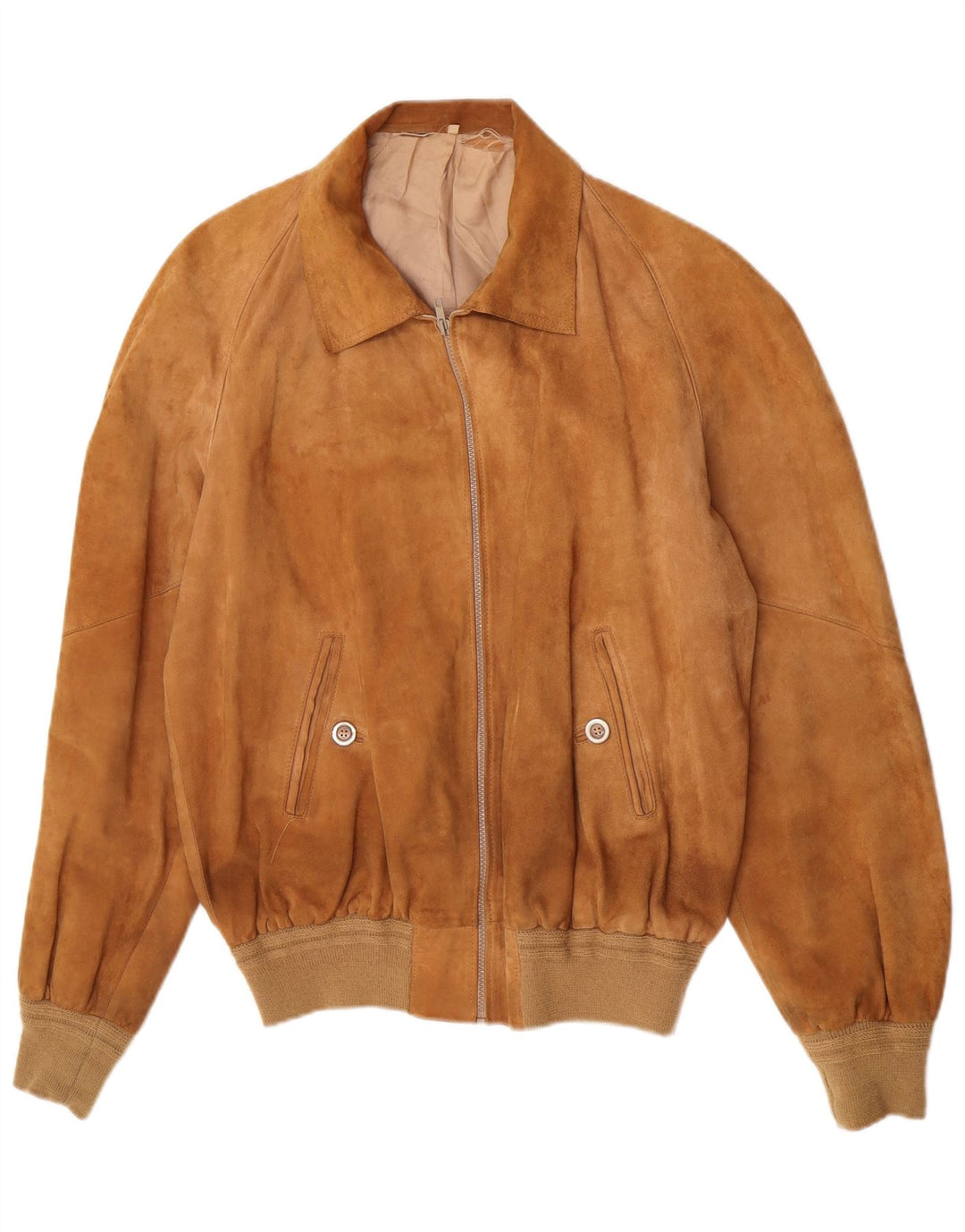 vintage Mens Suede Bomber Jacket UK 38 Brun Moyen
